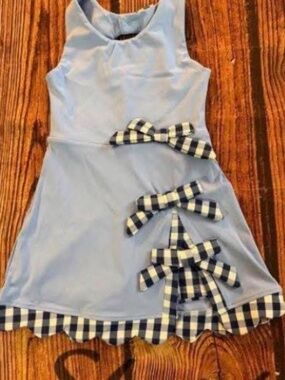 Scallop Blue Athletic Skort Dress with Bows New